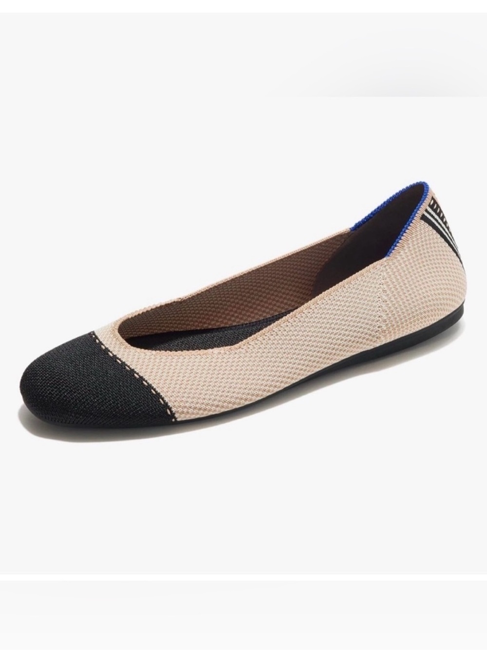 Rothy's Beige and Black Knit Ballet Flat